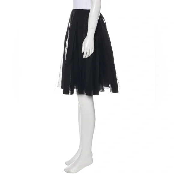 RED VALENTINO Black Vertical Mesh Stripe Skirt - Sz US 0 / IT 38 / XS - Picture 2 of 11